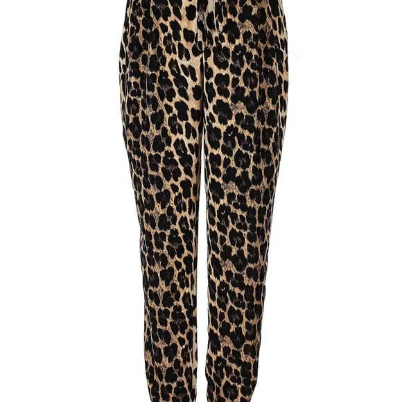 ZARA Animal Print Joggers with Drawstring Waist and Pockets Pre-owned